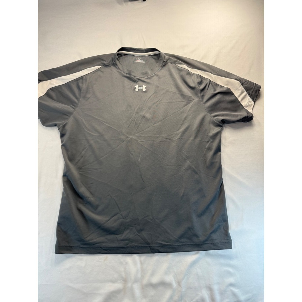 Under Armour Mens HeatGear Shirt XL Gray Short Sleeve Athletic Gym Workout Tee